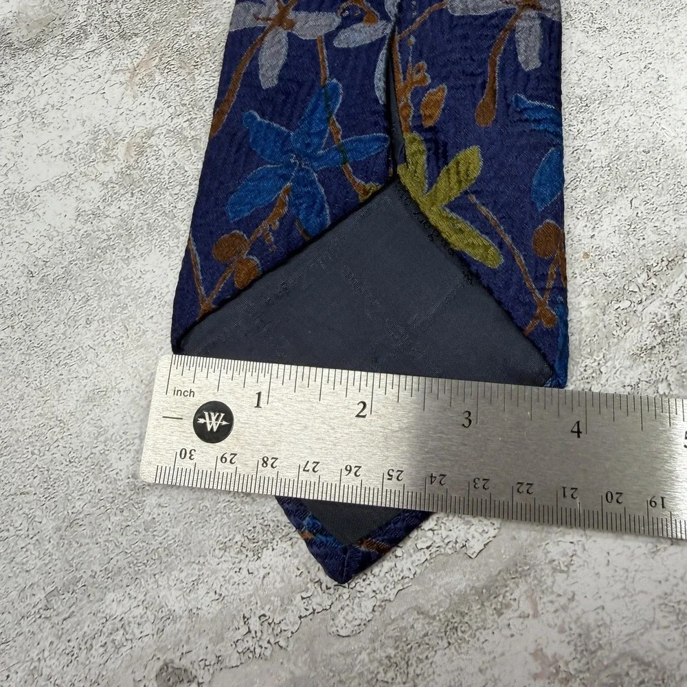 Ermenegildo Zegna Silk Tie Mens One Size Blue Floral Made In‎ Italy Necktie